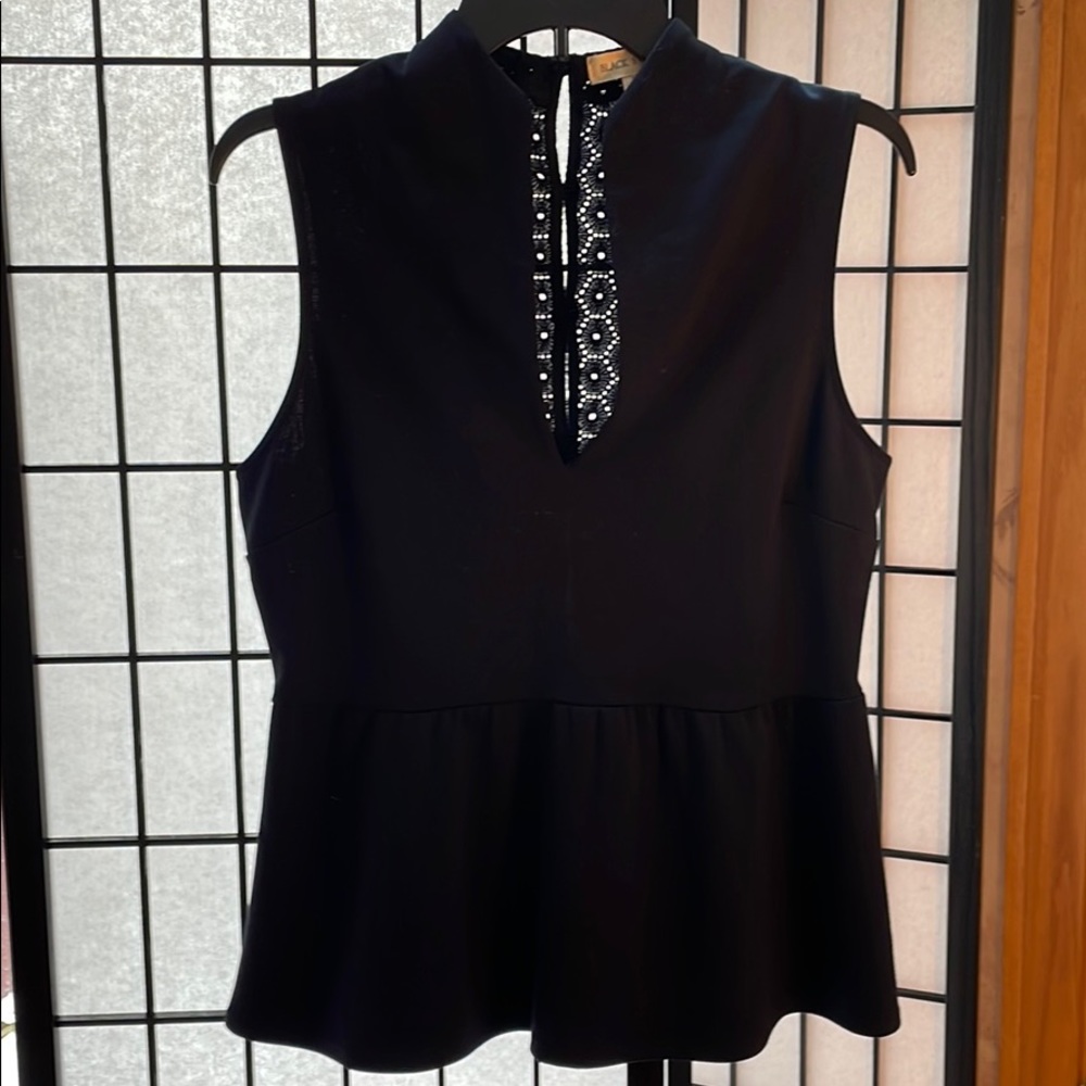Sleeveless top.  Navy